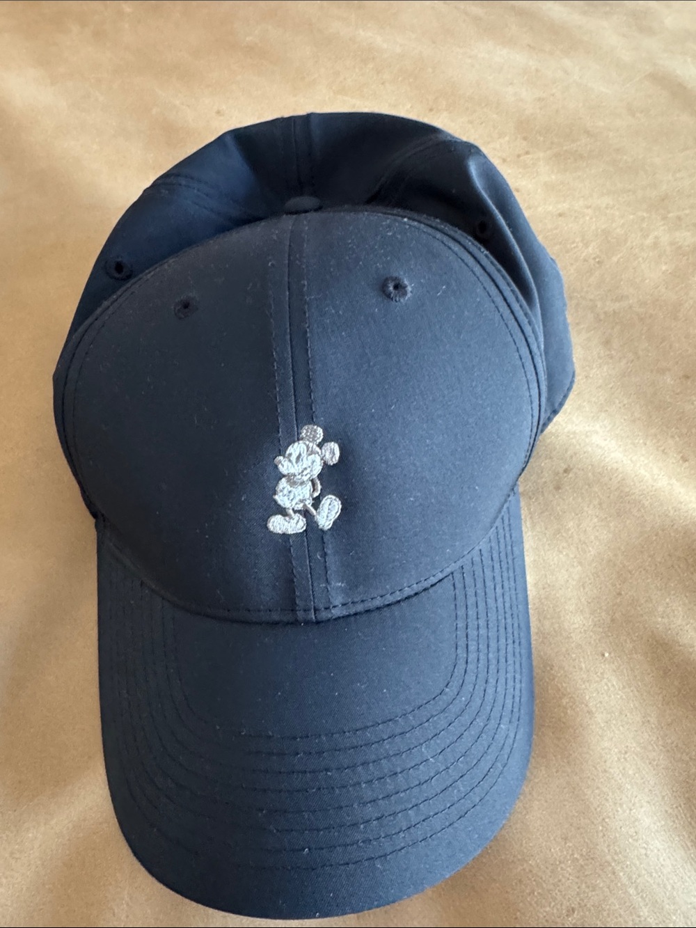 Black Kids Baseball Cap with Silver Mickey Embroidery